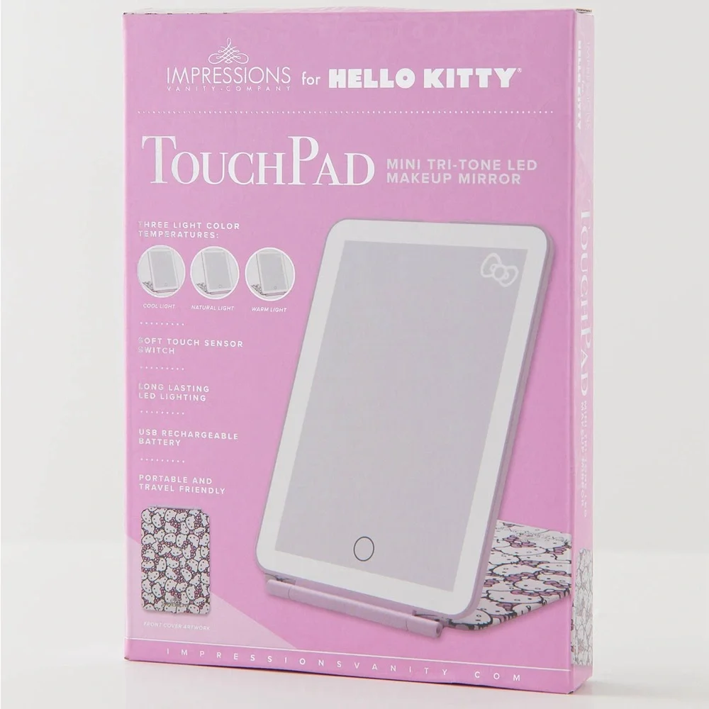 Impressions Vanity Co. Hello Kitty Touch Pad Mini Tri-Tone LED Makeup Mirror NWT